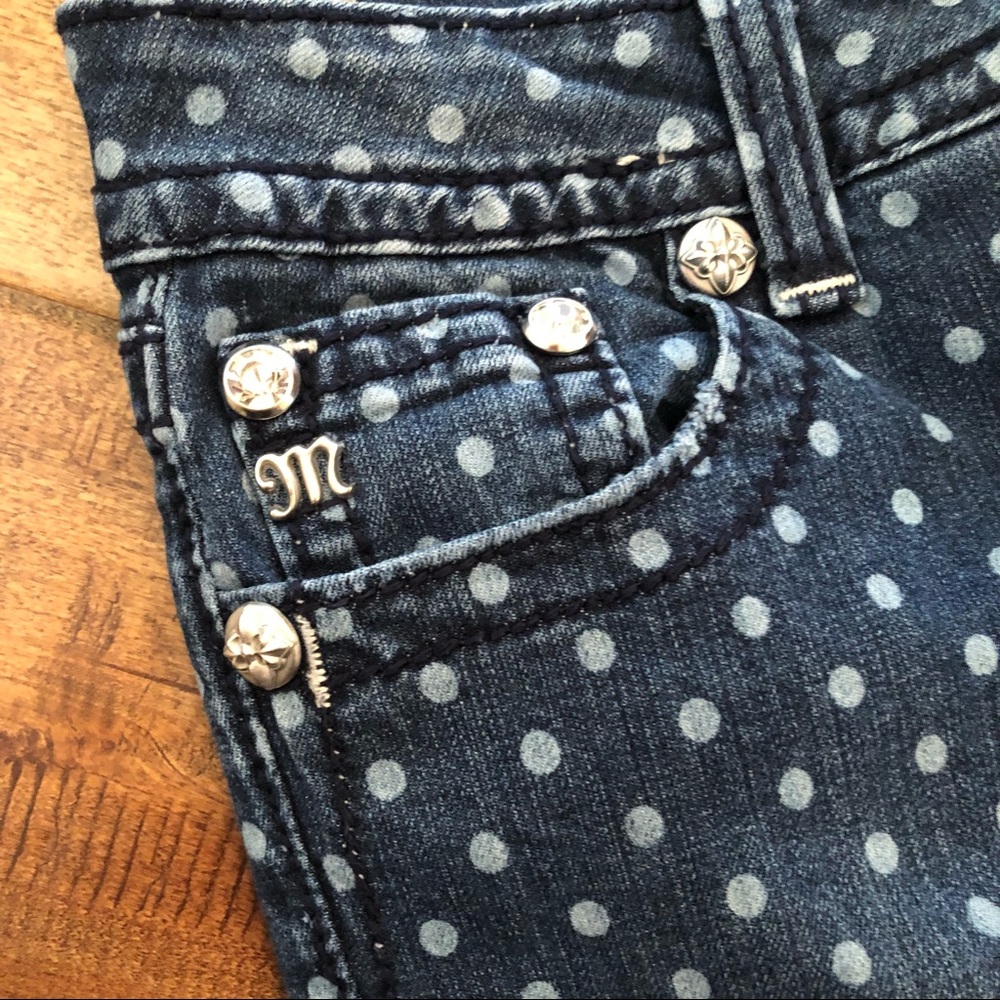 Polka Dot Skinny Jeans - Navy - Picture 4 of 8